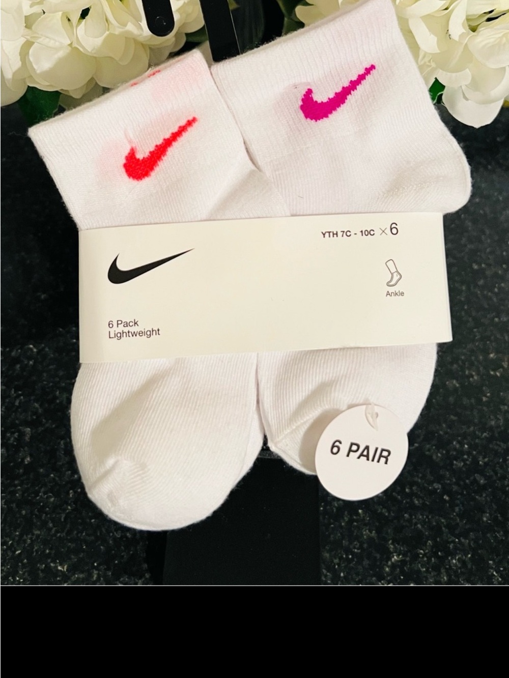 Nike Kids 6-Pack Socks Multicolor Swoosh SZ-5-7 Sock or SZ-YTH 7C - 10C shoe NWT